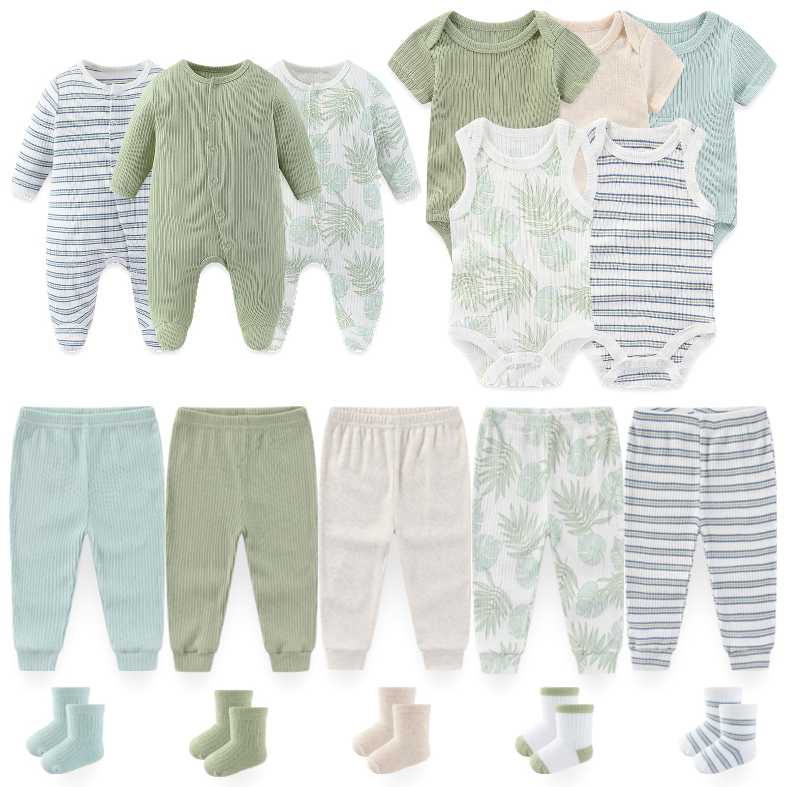 BIGBIGKISS Baby Boy Girl Clothes 18 Piece Layette Gift Set and Accessories