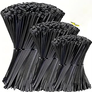 100pcs Nylon Universal Cable Ties 5x300cm Multipurpose Self-Locking Nylon Cable Cord Management Organizer for Home, Office, Kitchen, Black