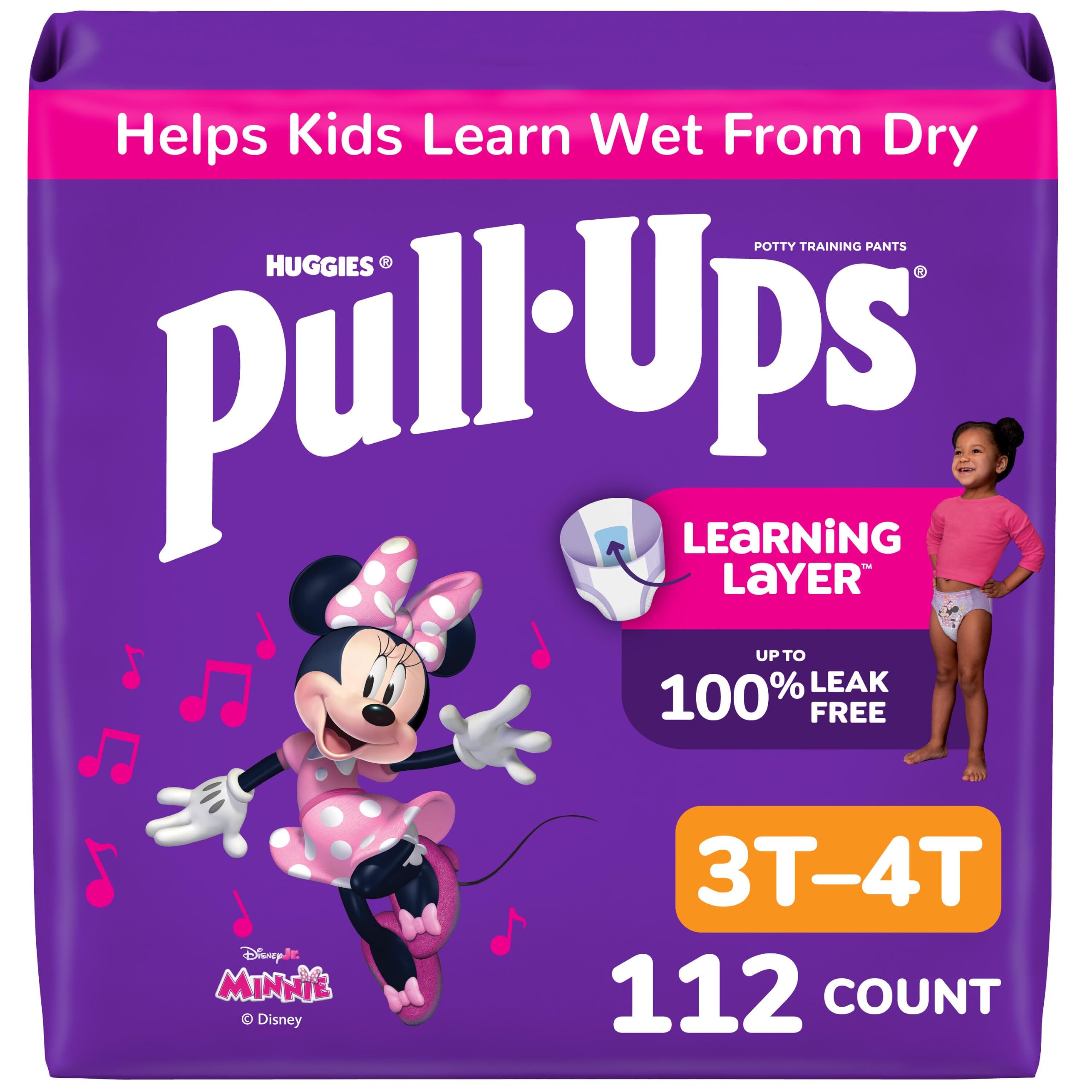 Pull-Ups Girls' Potty Training Pants, Size 3T-4T, 112 Count | Easy Open Sides, D