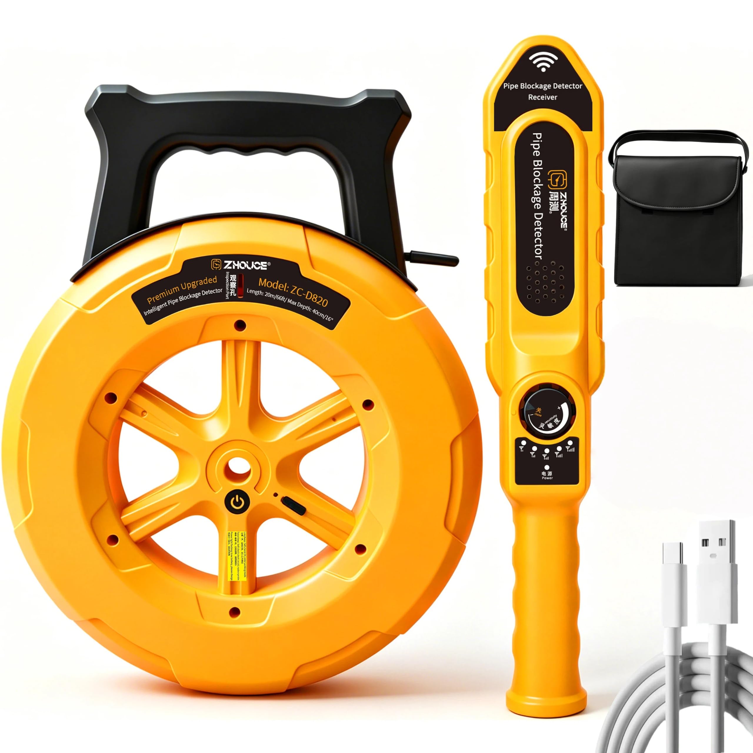 ZHOUCE ZC-D820 Underground Pipe Locators,66ft Buried Water Line Detector | 10H B
