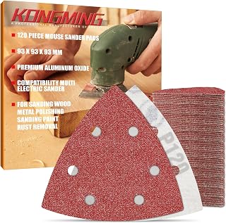 KONGMING 120 Pieces Sandpaper for Sander Grit 120 Sanding Cards 6 Holes for Orbital Sander