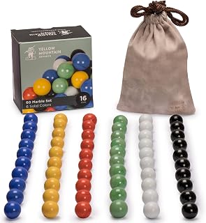 YMI Chinese Checkers Marbles, 60 Pieces, 16mm | 60 solid-color plastic marbles in 6 hues, 16 mm each, for Chinese Checkers, Aggravation, or Marble Run.