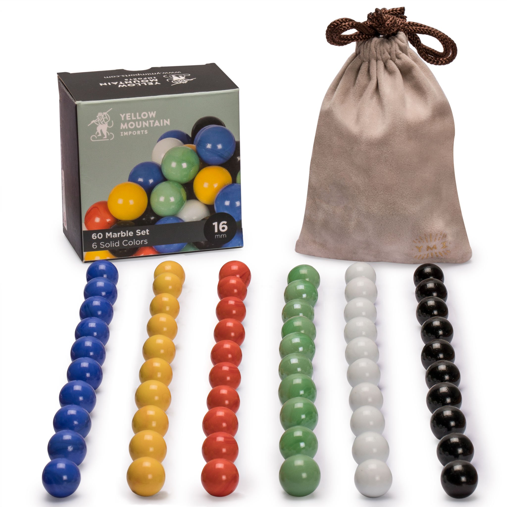 YMI Chinese Checkers Marbles, 60 Pieces, 16mm | 60 solid-color plastic marbles i