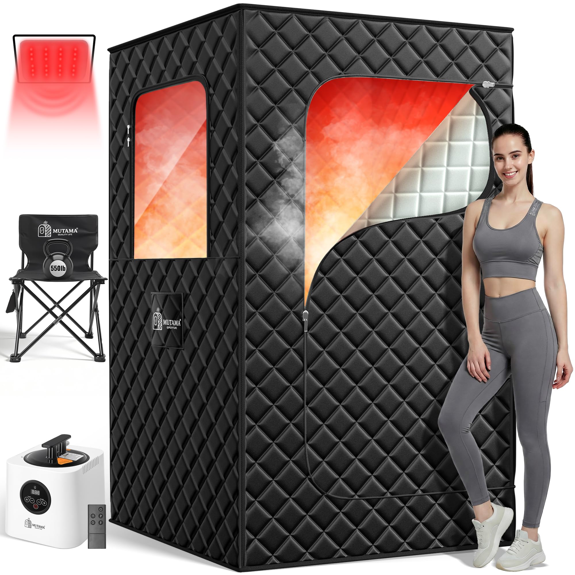 MUTAMA Portable Infrared Sauna Box for Home, 3L 1400W Steam Sauna Tent | Portabl