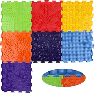 7pcs Rainbow Sensory Play Mats - Assorted Pattern Set for Kids Orthopedic Floor Massage