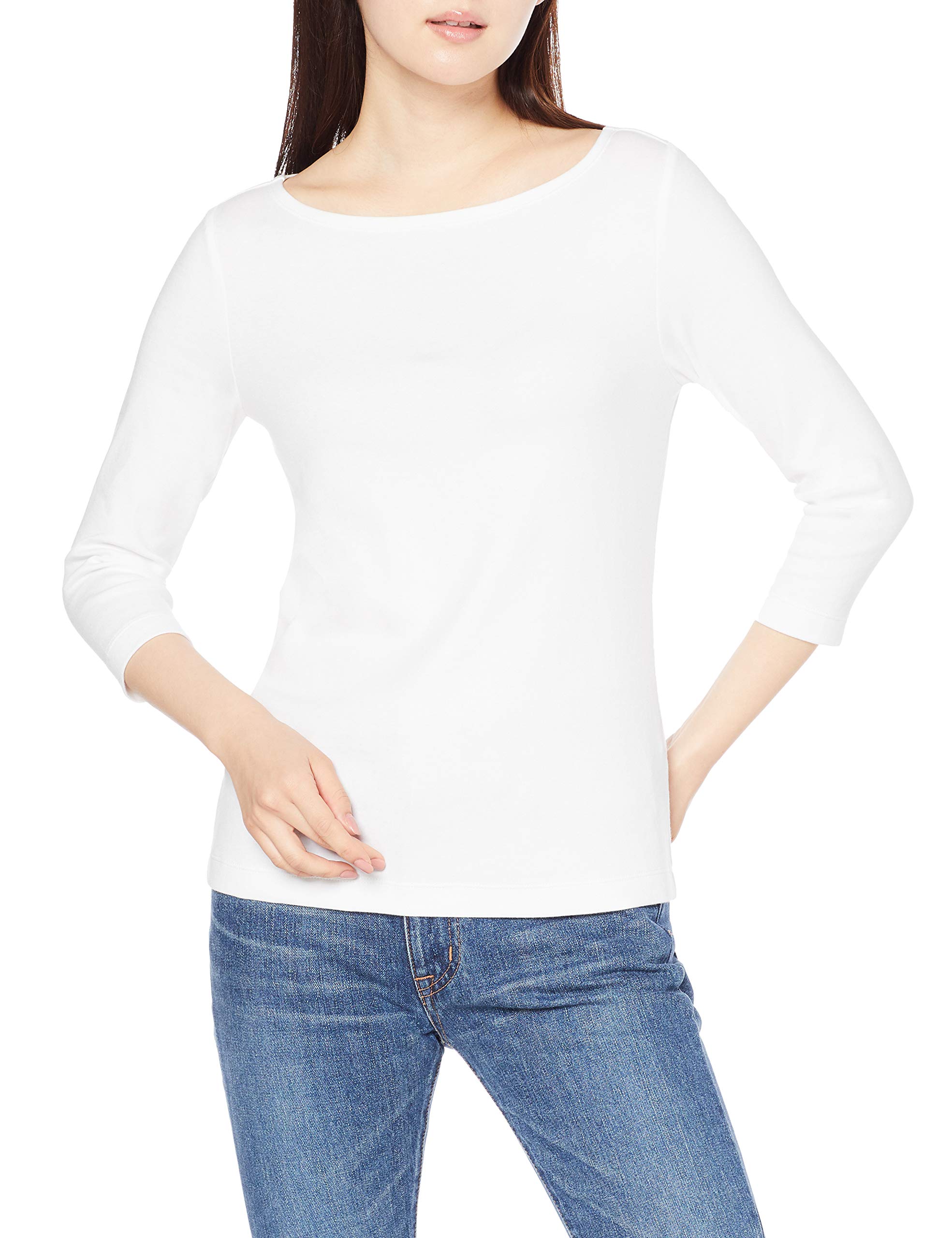 Amazon Essentials Women's T-Shirt with Boat Neck with 3/4 Sleeve Slim Fit