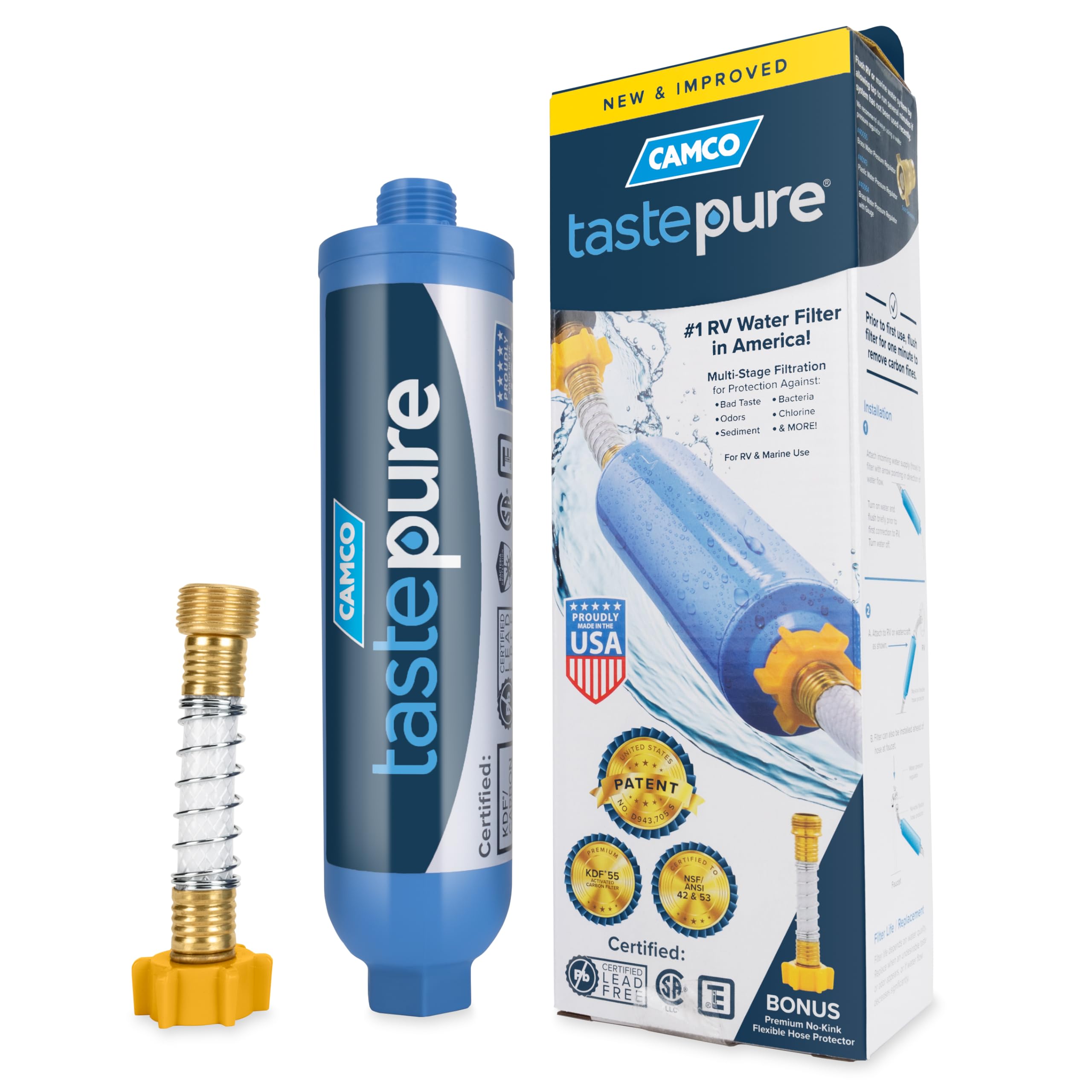 Camco Tastepure RV Water Filter - GAC & KDF Filtration - Made in the USA | Advan