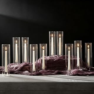 NUPTIO Hurricane Candle Stick Holder - 10 Pcs Glass Taper Candle Stands