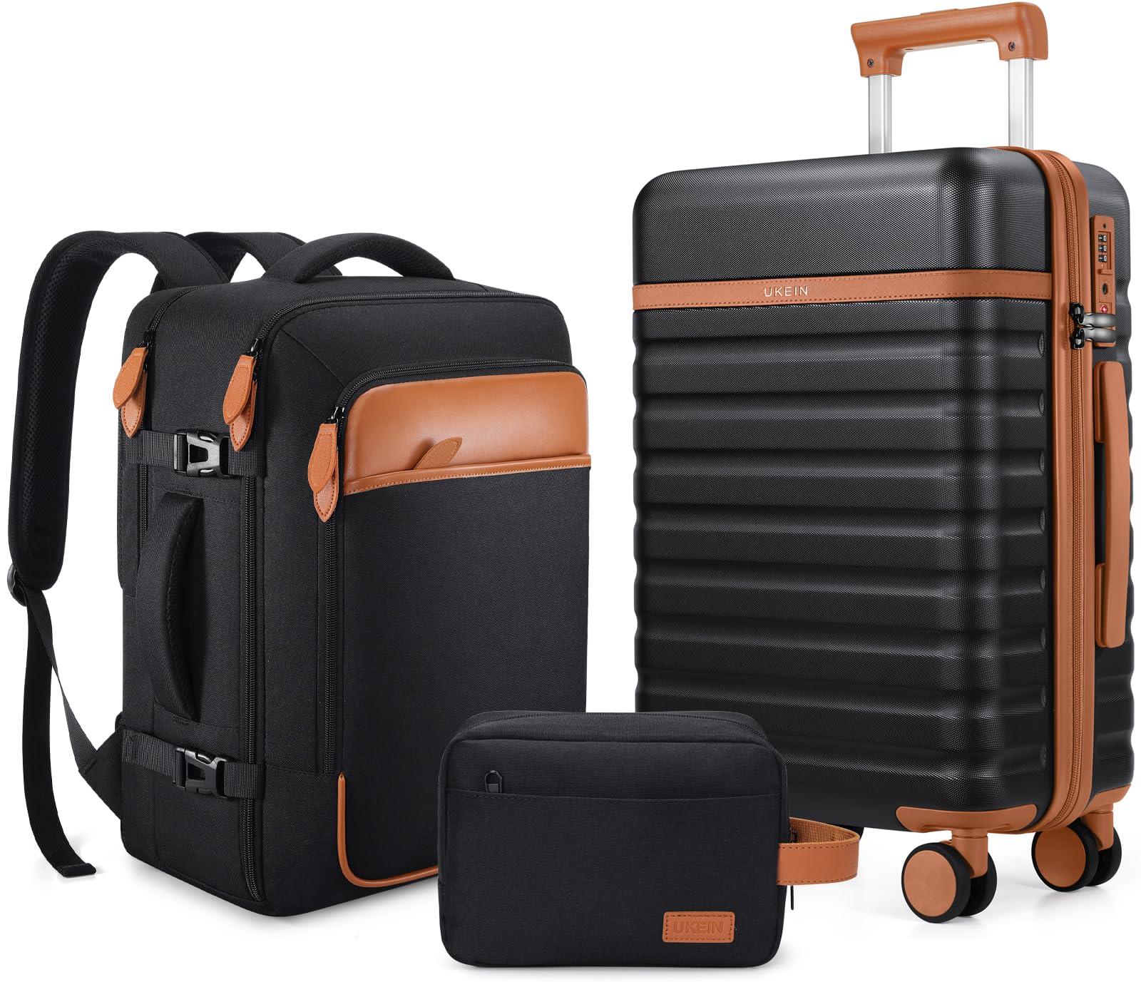 UKEIN Luggage Sets 3Piece, Carry On Luggage 20in Suitcase Set With Backpack | Ca