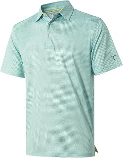 Mens Golf Shirts Dry Fit Short Sleeve Print Performance Moisture Wicking Polo Shirt
