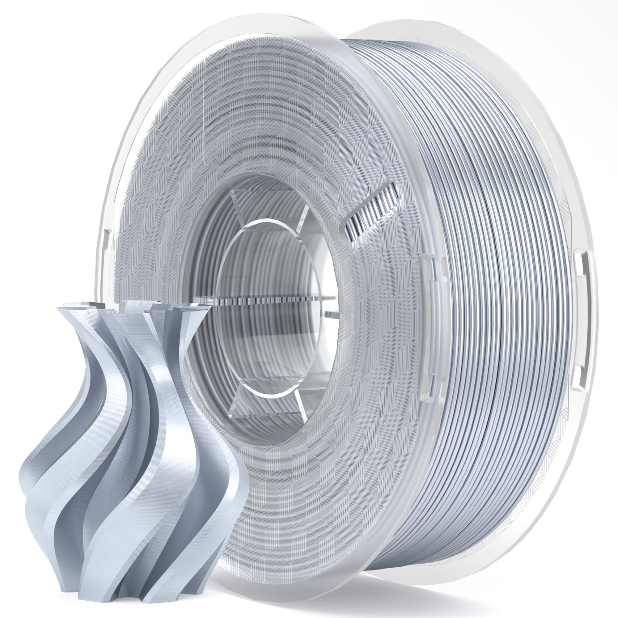 ELEGOO Silk PLA Filament 1.75mm Silver 1KG, Shiny 3D Filament Dimensional Accura