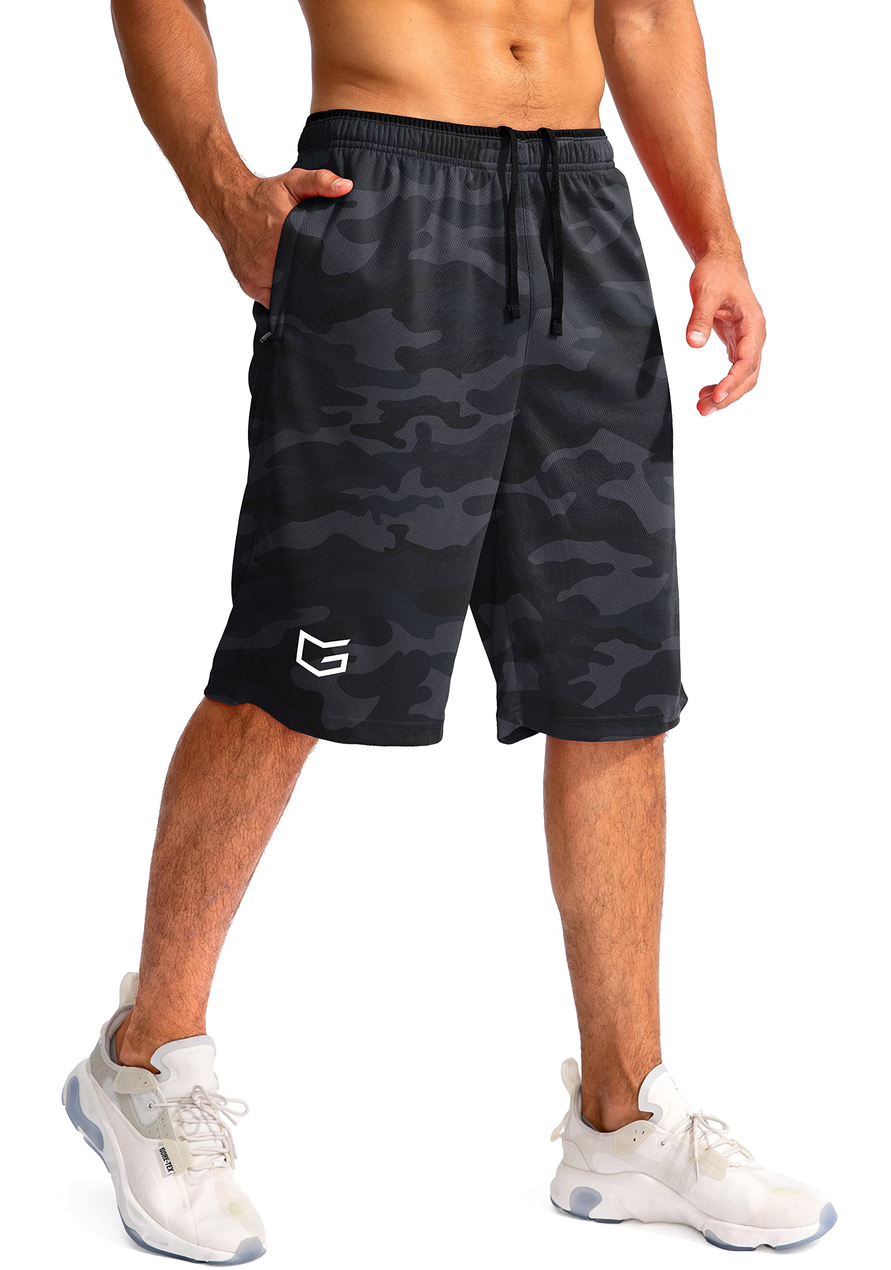 G Gradual Men's Basketball Shorts with Zipper Pockets Lightweight Quick Dry 11" 