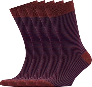VRD Men's Dress Socks Bamboo Rayon, 5-Pack Crew Socks, Multiple Colors and Designs, Shoe Size 8-13, Gift Box