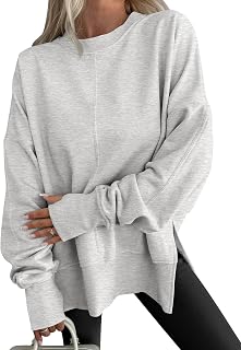 ANRABESS Women Oversized Sweatshirts Fall Outfits with Thumbhole | Fleece Lined,Slit Side Tunic,Comfort Pullover Sweater,Workout Yoga,Lounge,Travel Airport Fashion Clothes,Teen or Ladies