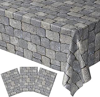 Stone Wall Table Covers (Pack of 3) - 54"x108" XL - Medieval Party Decorations, Knight Themed Party Supplies, Castle Parties, Cobblestone, Stone Scene Setter, Knight Birthday Decorations