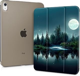 Case for iPad 11 inch A16 2025 Generation 11th / iPad 10.9 inch 10th Generation 2022, Smart Foldable Stand PC Clear Translucent Back Shell Auto Wake/Sleep Slim Cover,Night Forest