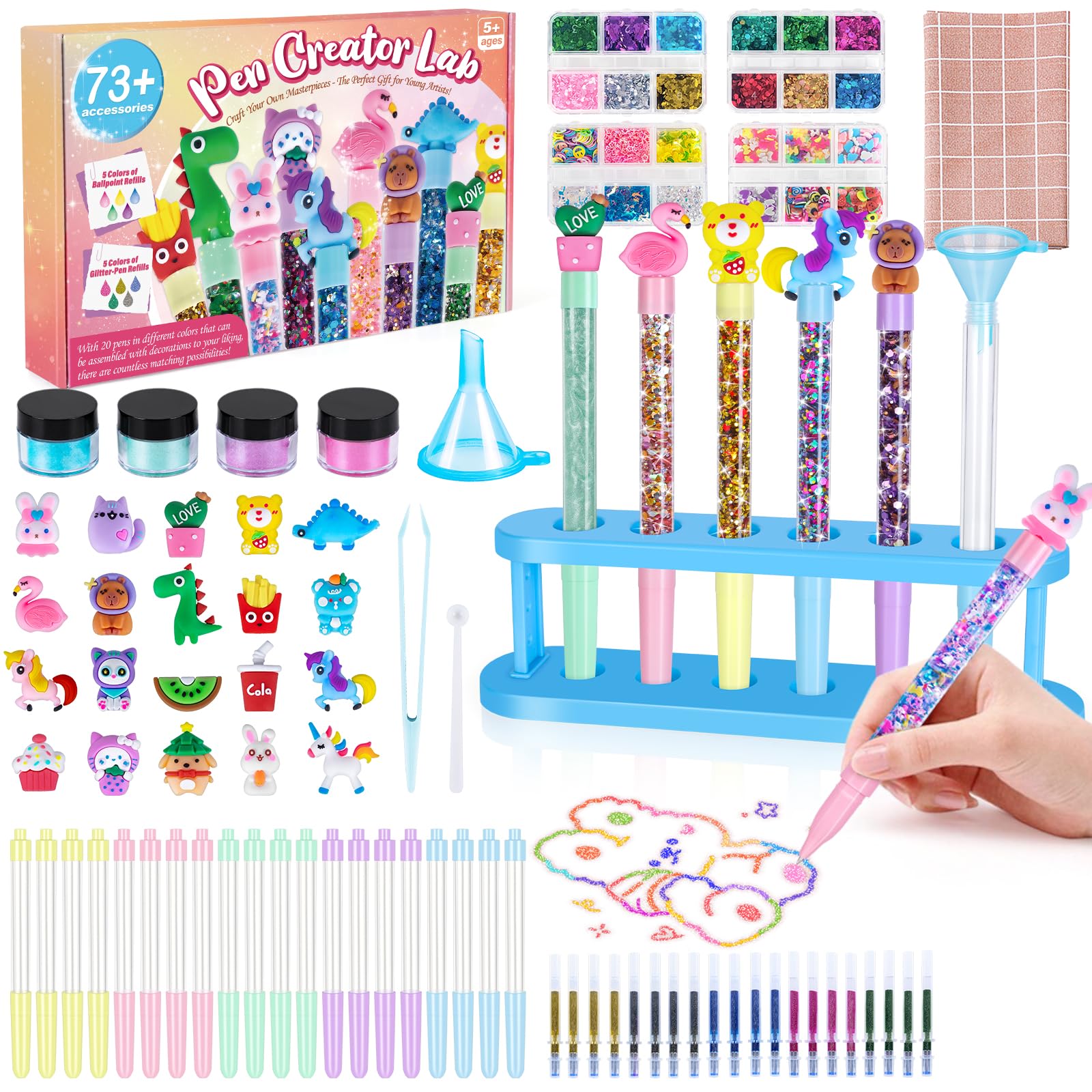 Subao 73+ DIY Glitter Gel Pens Making Kit,Pen Creator Studio,Crafts Girl