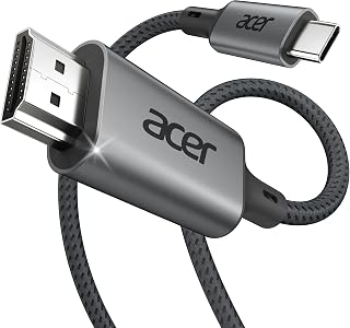 Acer USB C to HDMI Cable for Home Office 6.6FT (4K@60Hz) for Laptop | Thunderbolt 4/3 Support, High-Speed Type C to HDMI 2.0 Braided Cord Compatible for Acer, MacBook Neo, iPhone 17 Pro/Max, iPad
