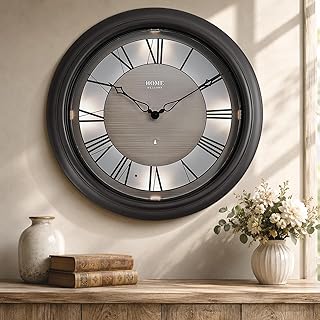 Pytha Sight 18 Inch Illuminated Atomic Roman Outdoor Wall Clocks Waterproof | 18 Inch Roman Numeral Outdoor Clocks for Patio Waterproof,Light Sensor,Silent Non-Ticking Outdoor Clock for Garden,Porch,Pool
