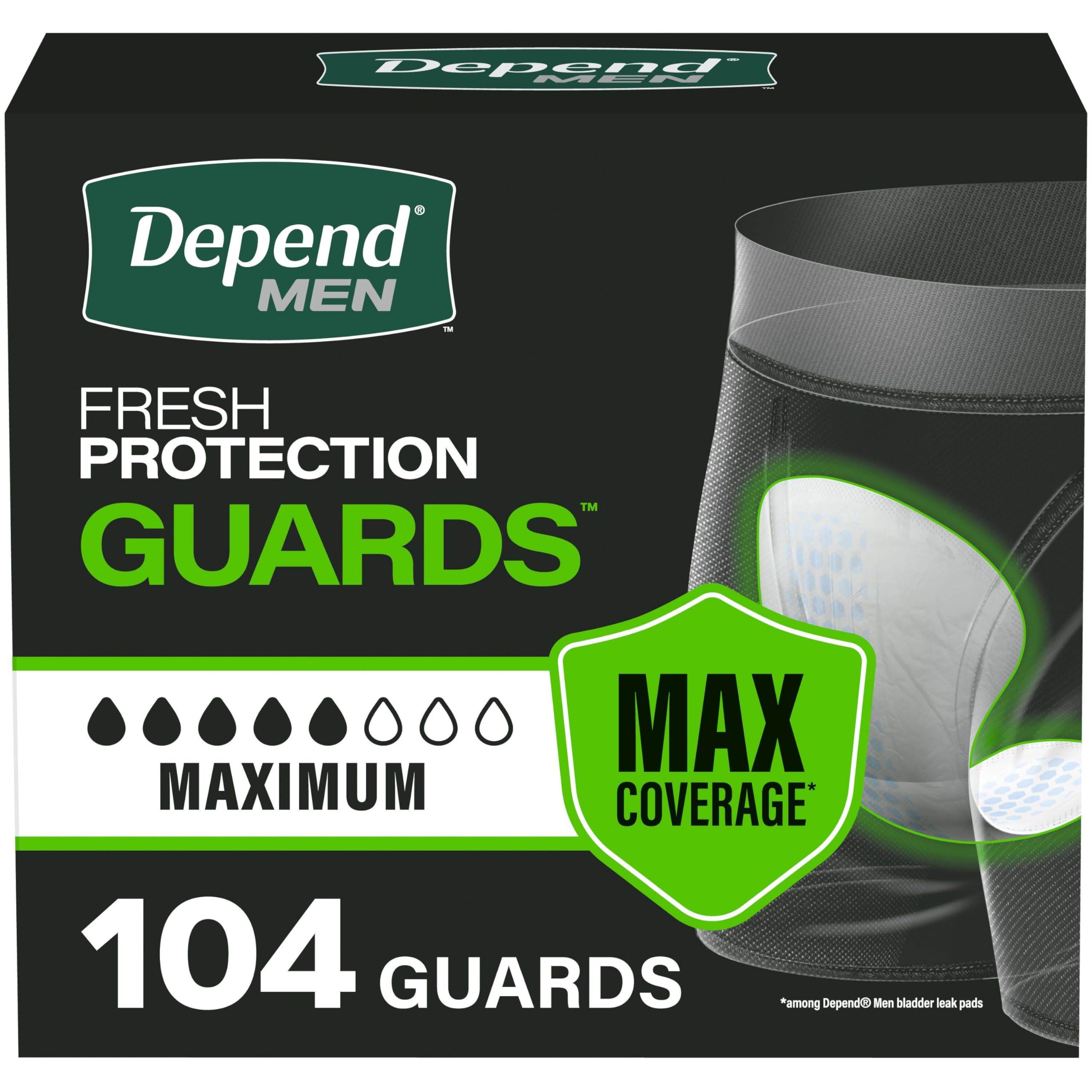 DEPEND MEN MAX ABSORB THIN GUARD 104 | Cup-Shaped, Odourblock, Moisturewick, DRY