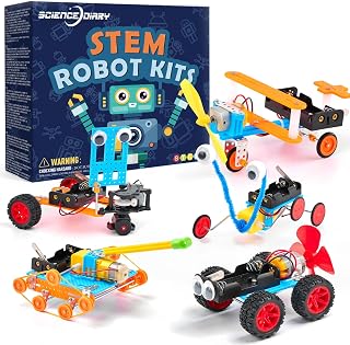 SCIENCE DIARY STEM Toys for Kids, Robot Building Kit, Engineering Craft Set | with Motor and Tools, Learning Toys Experiment Activities for Researching, Christmas Birthday Gifts for Boys and Girls
