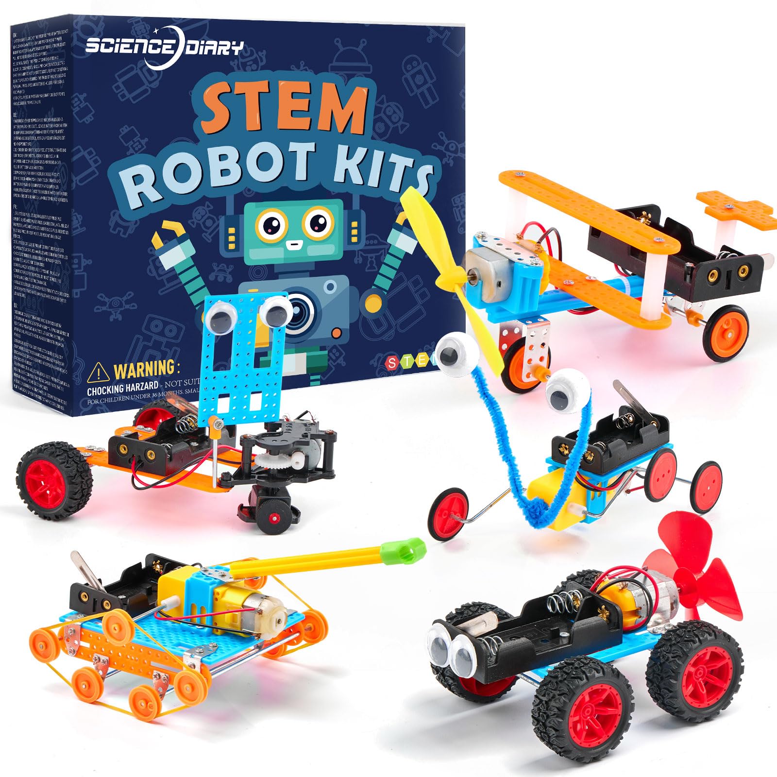 SCIENCE DIARY STEM Toys for Kids, Robot Building Kit, Engineering Craft Set | wi