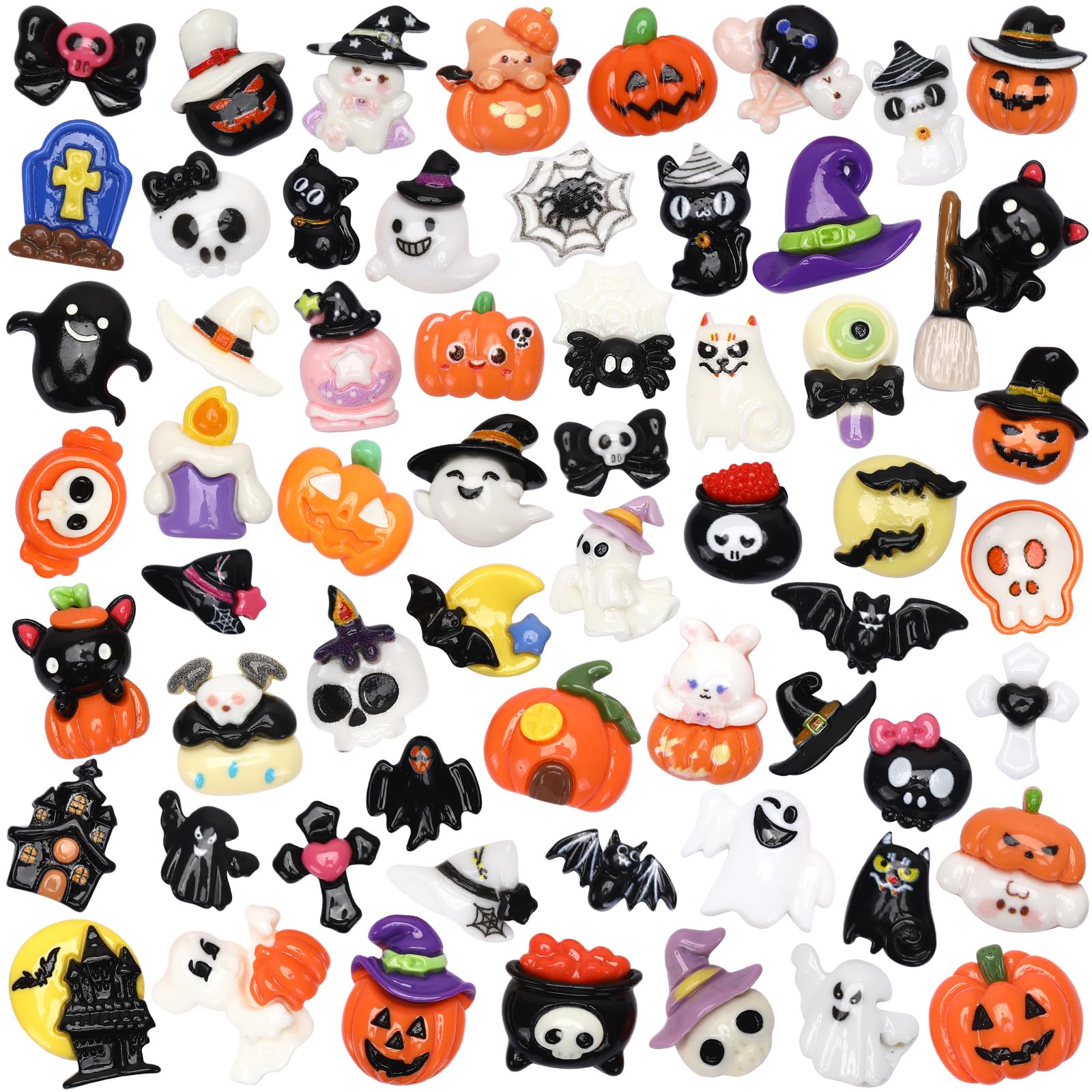 DTOFOOT 60Pcs Halloween Flatback Resin Charms for Slime Crafts Phone Cases | DIY