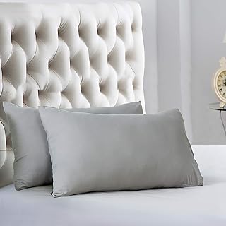 Evolive Ultra Soft Brushed Microfiber Standard Size 20"x30" Pillowcases Pair Set of 2 with Envelope Closure (Silver Grey, 20"x30" Standard)