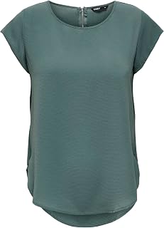 ONLY Women’s Onlvic S/S Solid Aop Top, Ptm T-Shirt, Blouse Shirt, Short Sleeves