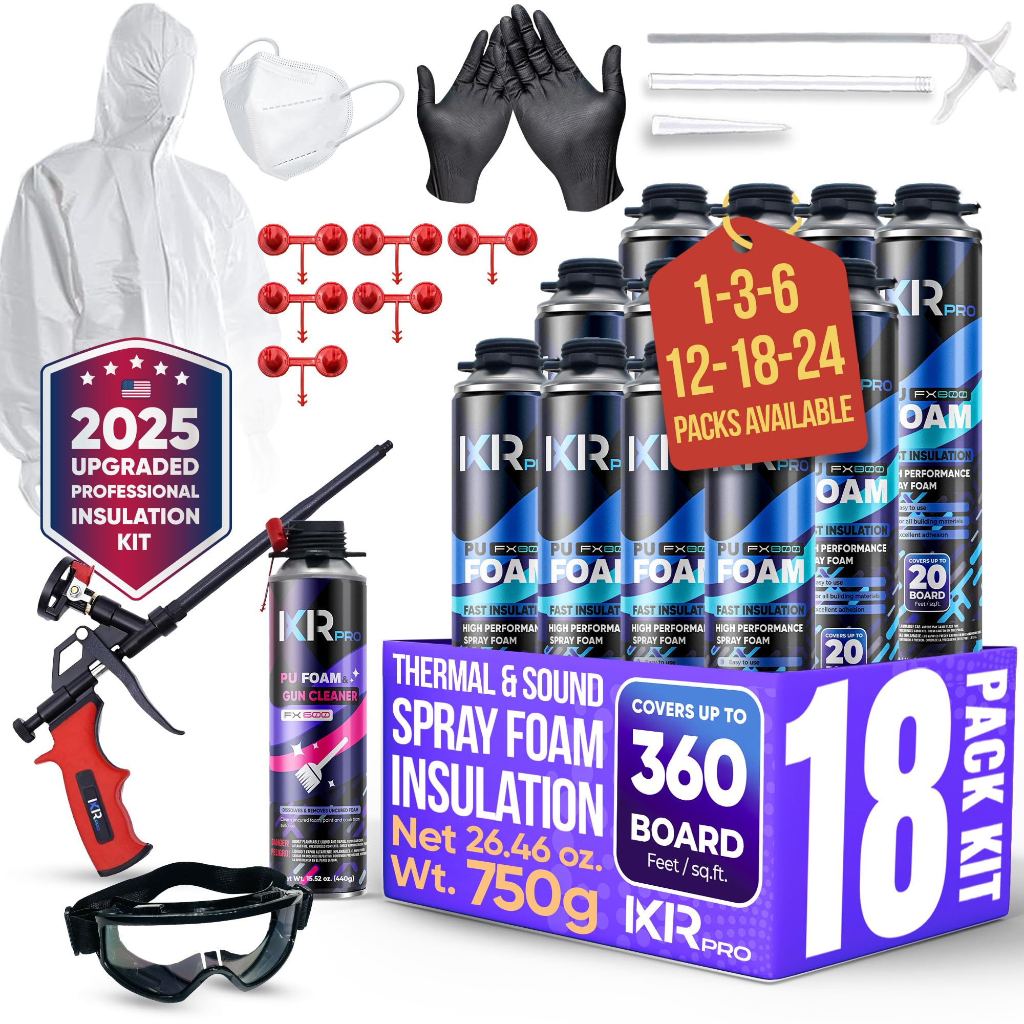 Spray Foam Insulation Kit, Expanding Foam Sealant Spray, 18 Pack x 26.46 oz | Hi