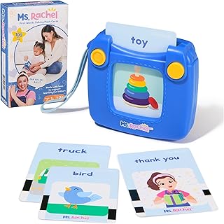 Ms. Rachel First Words Flash Cards, Electronic Card Reader, 100 Words | Electronic Reader With 100 Talking Words, Boosts Early Language & Motor Skills, Toddler Toys For Girls And Boys Ages 1-2+