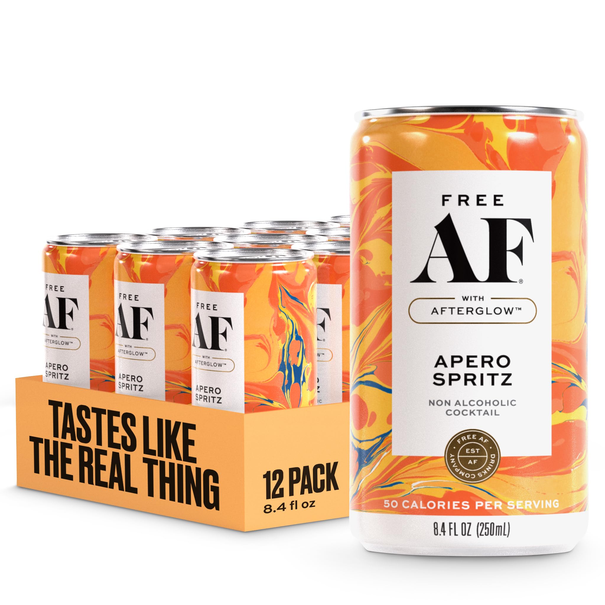 Free AF Apero Spritz Non-Alcoholic Cocktail, 8.4 Oz Cans, 12-Pack | Sparkling Al