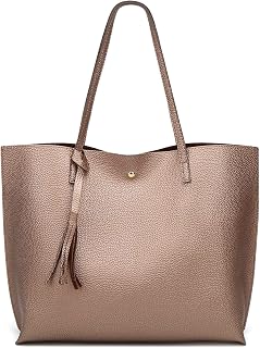 Dreubea Women's Soft Faux Leather Tote Shoulder Bag from, Big Capacity Tassel Handbag