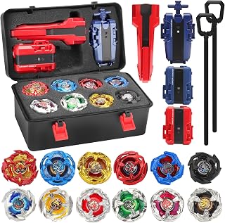 X Battling Top Gyro Toy Set, 12 Spinning Tops, 3 Launchers with Storage Box | Turbo Set Metal Fusion Game ,Birthday Gift for Kids Children Boys Ages 6+