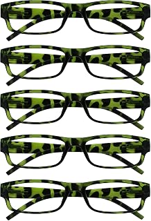 OPULIZE The Company Reading Glasses Green Tortoise Value Pack 5 Lightweight Men Women RRRRR32-6 +1.50