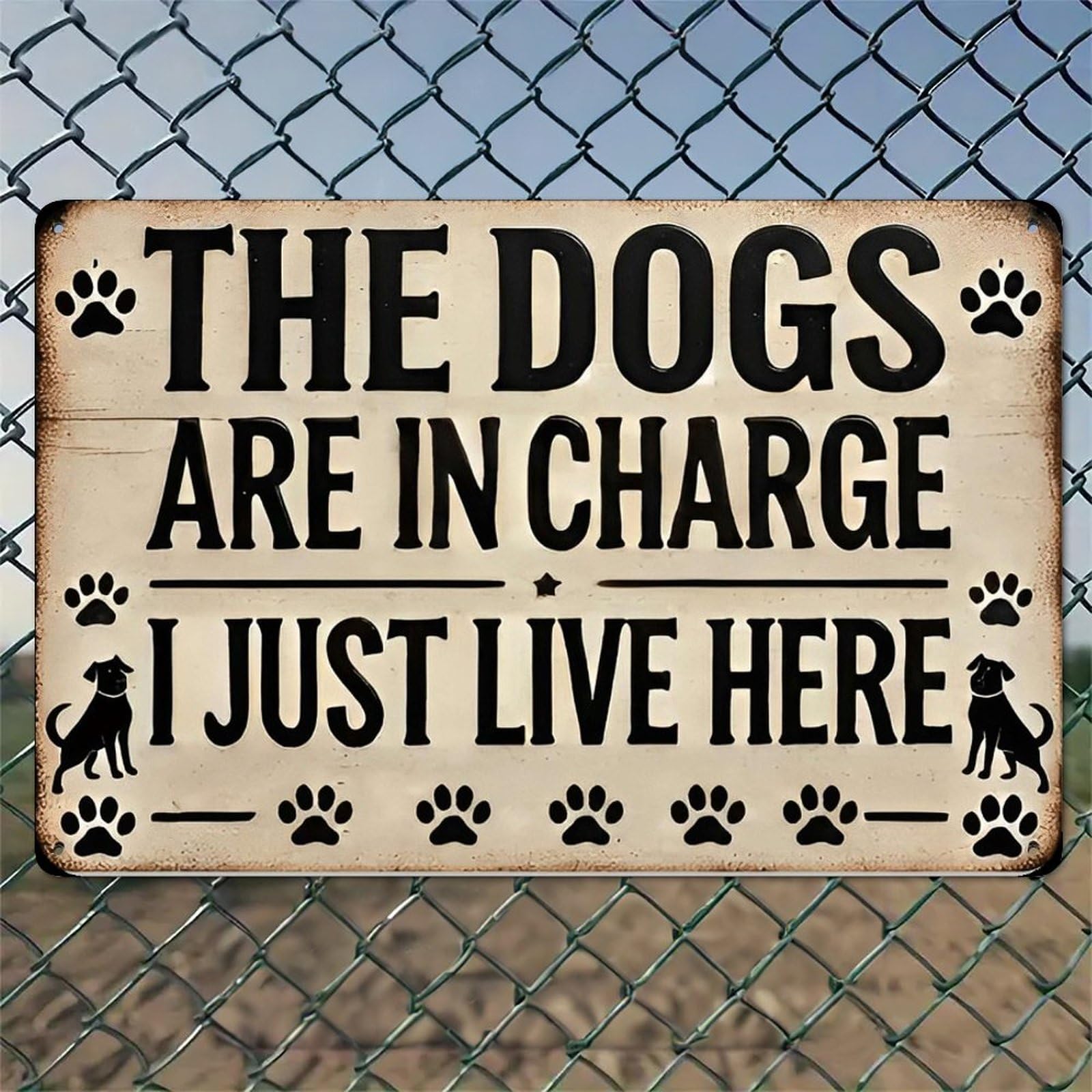 Rustic Dog Paw Prints Aluminum Wall Sign - 8 x 12 Inch - Vintage Indoor Outdoor 