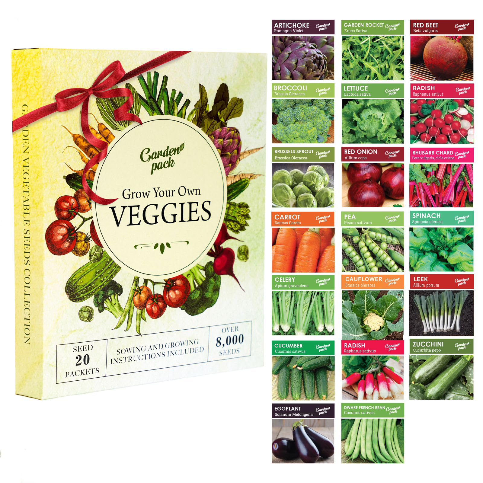 Garden Pack Grow Your Own Vegetable Seeds - 20 Packets Variety – High Yield Seed