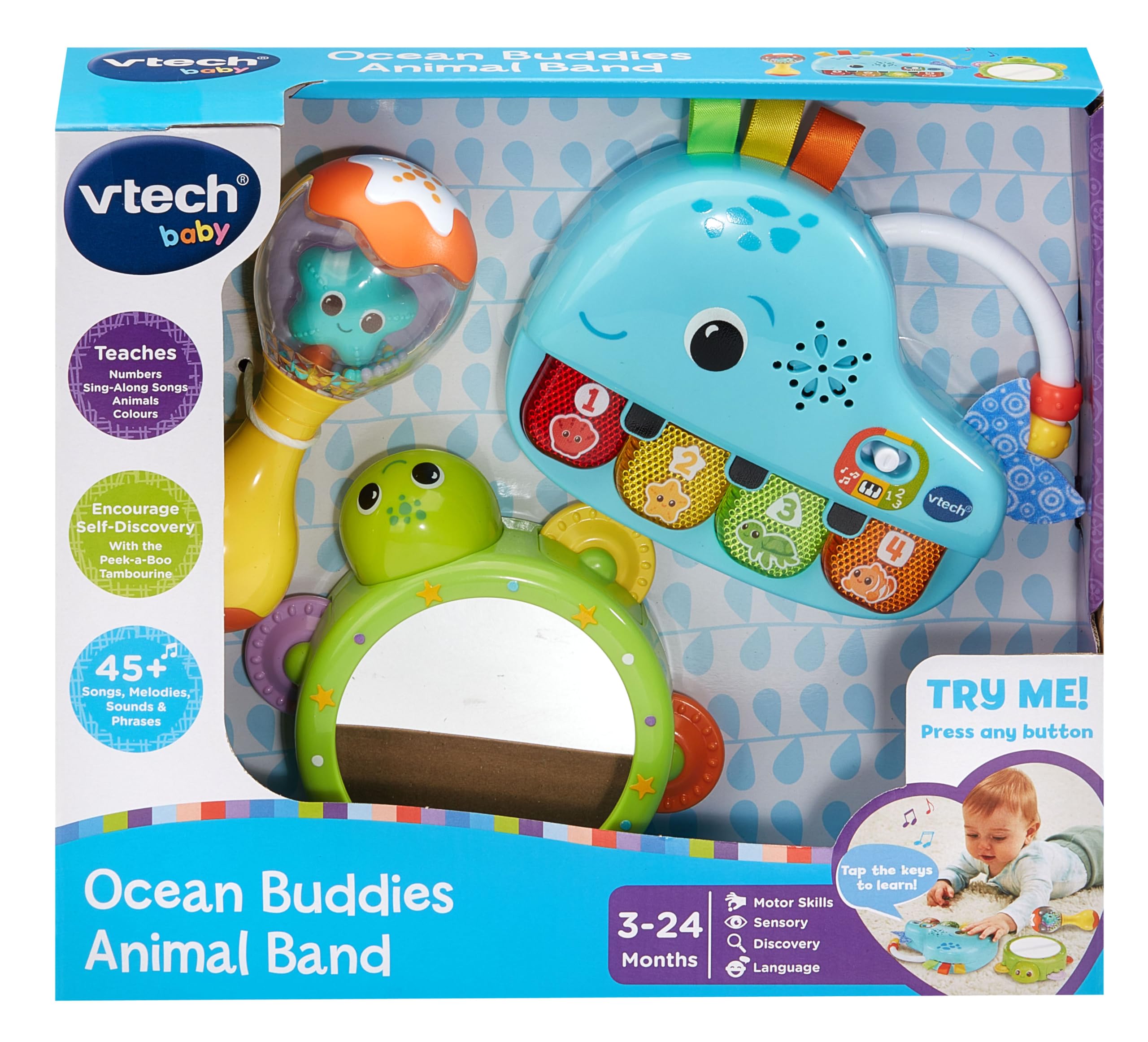 Vtech Baby Ocean Buddies Animal Band, English | Whale piano, starfish maraca and