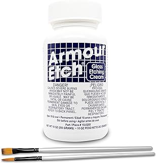 Armour Etch 10 oz Glass Etching Cream Bundle with Moshify Brushes | Works with stencils to etch detailed designs on windows, mirrors and glassware for custom gifts and home décor projects