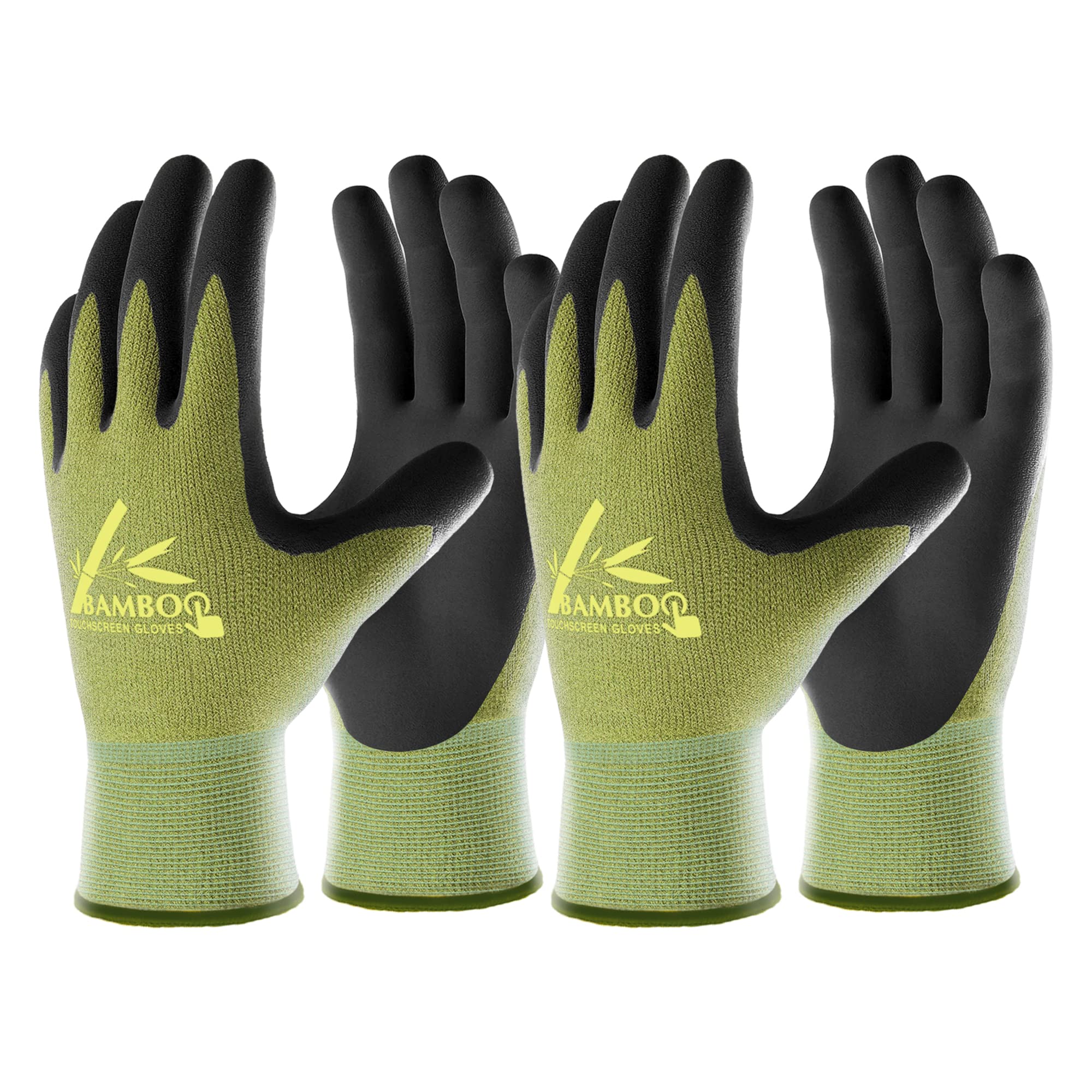 COOLJOB 2 Pairs Green Bamboo Gardening Work Gloves For Men & Women, Medium | Bre