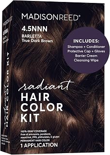 Madison Reed Radiant Hair Color Kit, 4.5NNN Darkest Brown, 1 Pack | 100% Gray Coverage for Resistant Grays, Ammonia-Free, PPD-Free, Dermatologist-Tested, Permanent Hair Dye, Barletta Brown