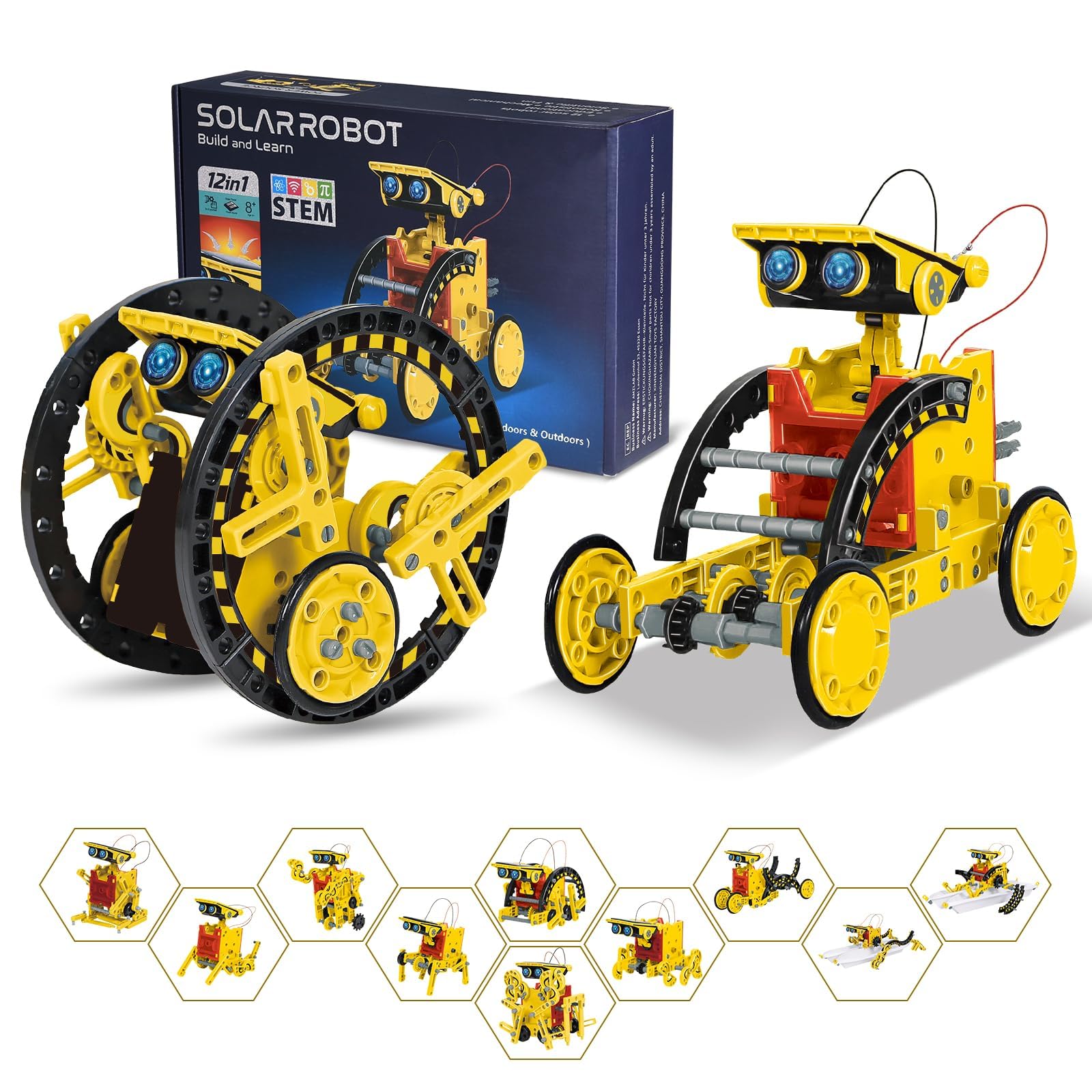 Solar Robot Kit for Kids Age 8-12, STEM Building Toys,12-in-1 Build Your Own Rob