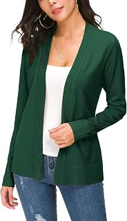 EXCHIC Women's Elegant Long Sleeve Elastic Cardigan Casual Lightweight V-Neck Knitted Blazer