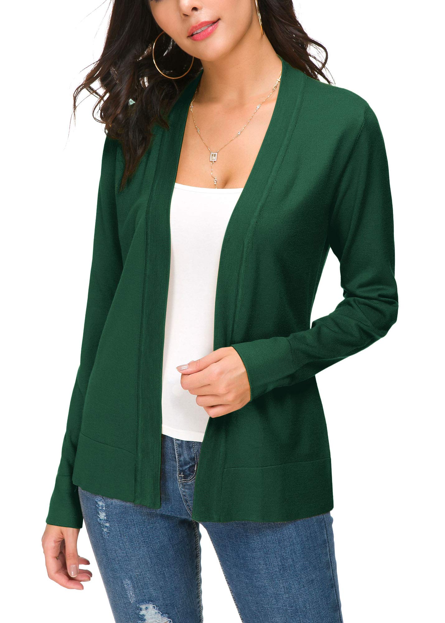 EXCHIC Women's Casual Long Sleeves V-Neck Open Front Knit Cardigan
