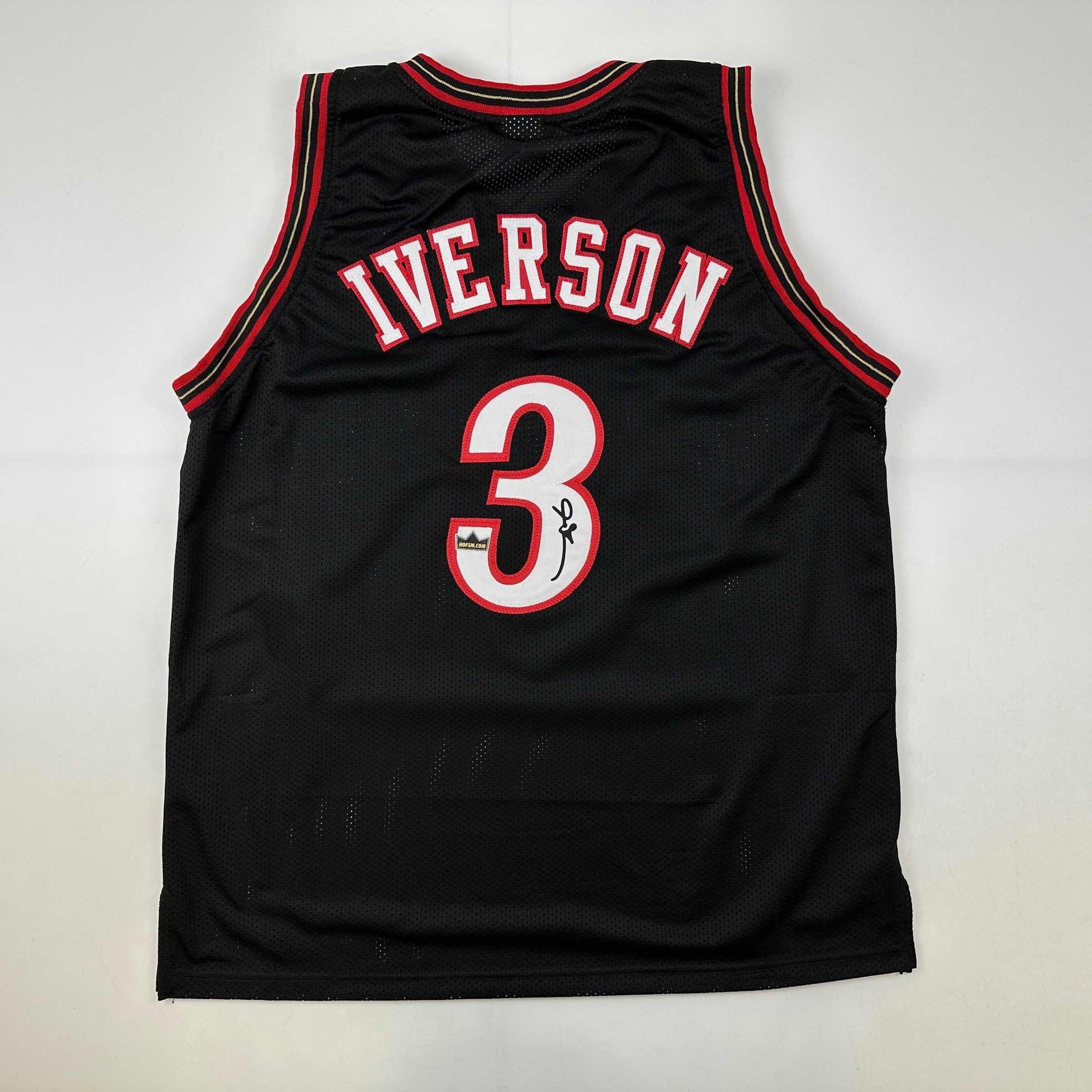 Facsimile Autographed Allen Iverson Philadelphia Black Reprint Laser Auto Basket