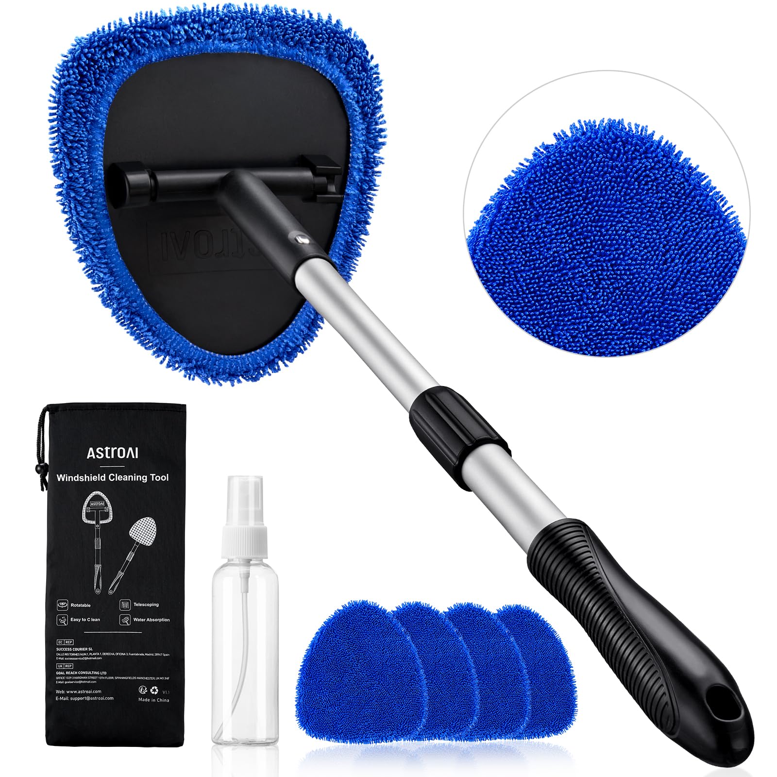 AstroAI 21" Extra-Long Windshield Cleaner Tool &amp; Car Interior Detailing