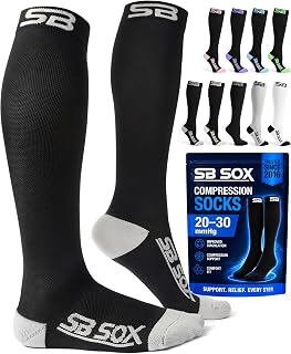 SB SOX Compression Socks (20-30mmHg) for Men and Women - Best Socks for Running, Medical, Athletic, Edema, Diabetes, Varicose Veins, Travel, Pregnancy, Shin Splints, Nursing.