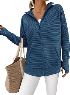 PRETTYGARDEN Womens Long Sleeve Zip Up Ribbed Cardigan Sweaters