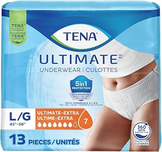 TENA Ultimate Incontinence Underwear for Women, Large, 45-58in, 13 ct | Made with discreet leakage protection for everyday confidence, with reliable protection against leaks, odor and moisture