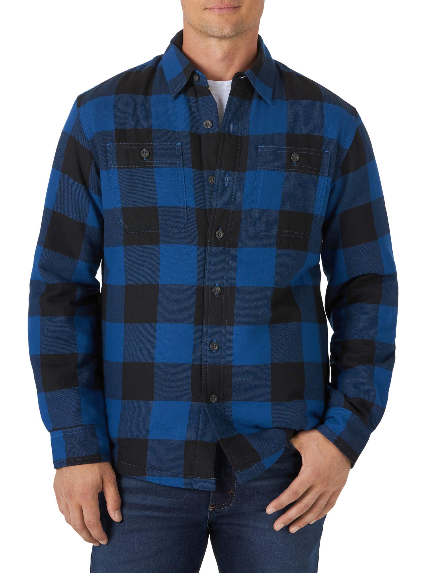 Wrangler Authentics Long Sleeve Sherpa Lined Shirt Jacket Button Down Shirt Men